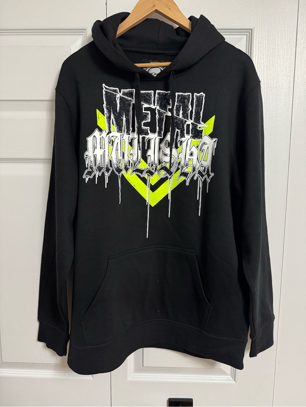 Metal Mulisha Black Hoodie with Neon Yellow and White Graphic